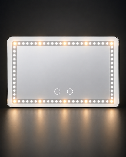 Espejo de Tocador para Auto con Luz LED Regulable y Sistema Táctil