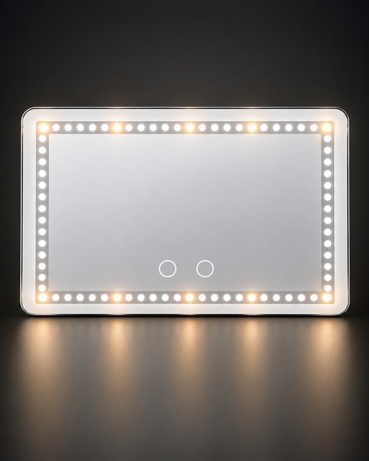Espejo de Tocador para Auto con Luz LED Regulable y Sistema Táctil