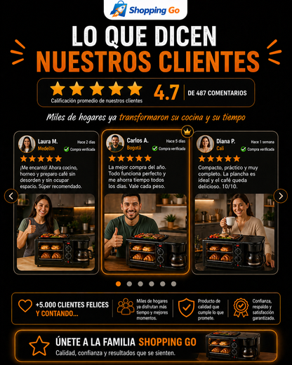 Mini Centro de Cocina 3 en 1 SOKAN (Horno + Cafetera + Plancha)